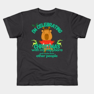 Celebrating Christmas With My Capybara 2 Kids T-Shirt